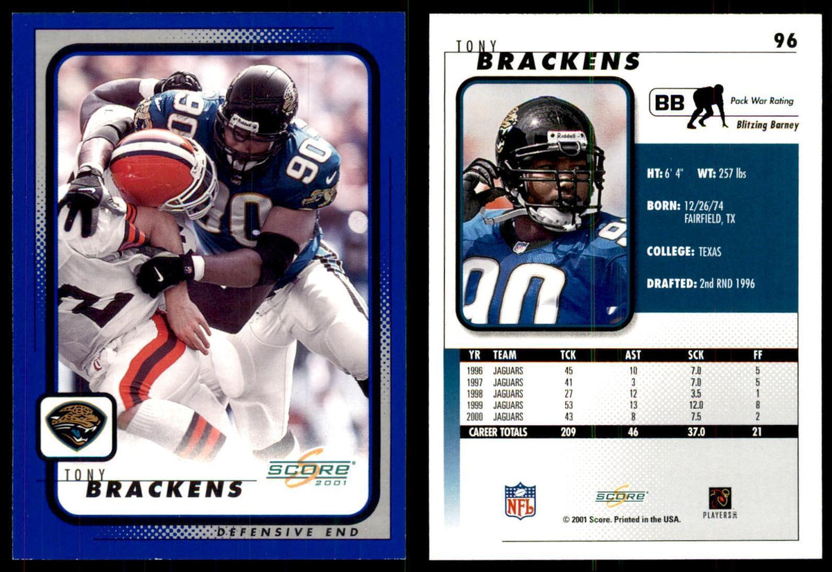 Tony Brackens 2001 Score #96 Football Cards Football Card NM