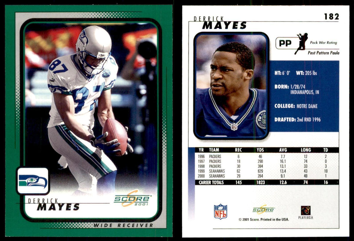 Derrick Mayes 2001 Score #182 Football Card NM