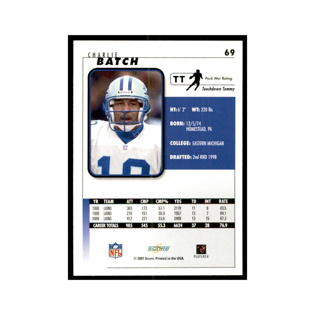Charlie Batch 2001 Score #69 Football Card NM