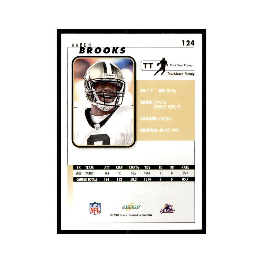 Aaron Brooks 2001 Score #124 Football Card NM