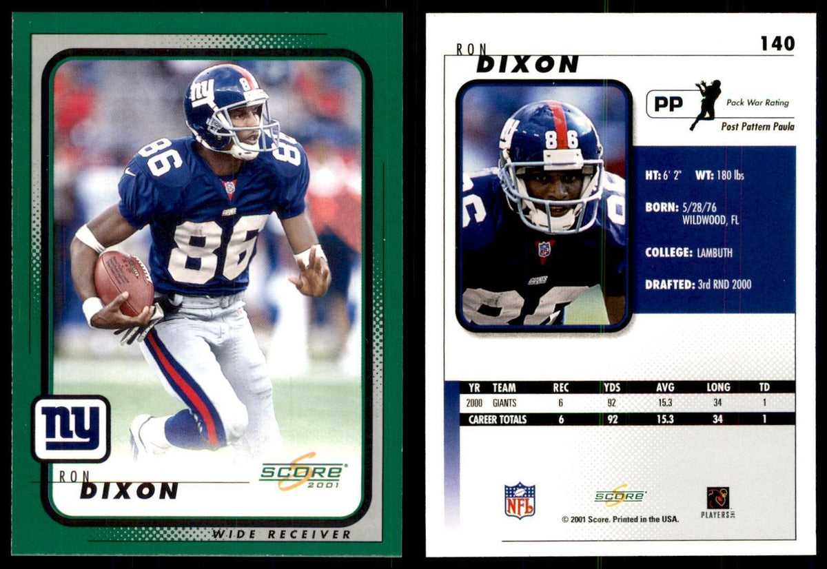 Ron Dixon 2001 Score #140 Football Cards Football Card NM