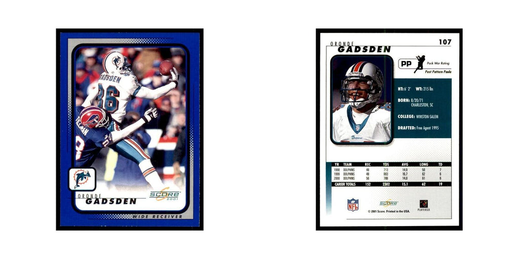 Oronde Gadsden 2001 Score #107 Football Card NM
