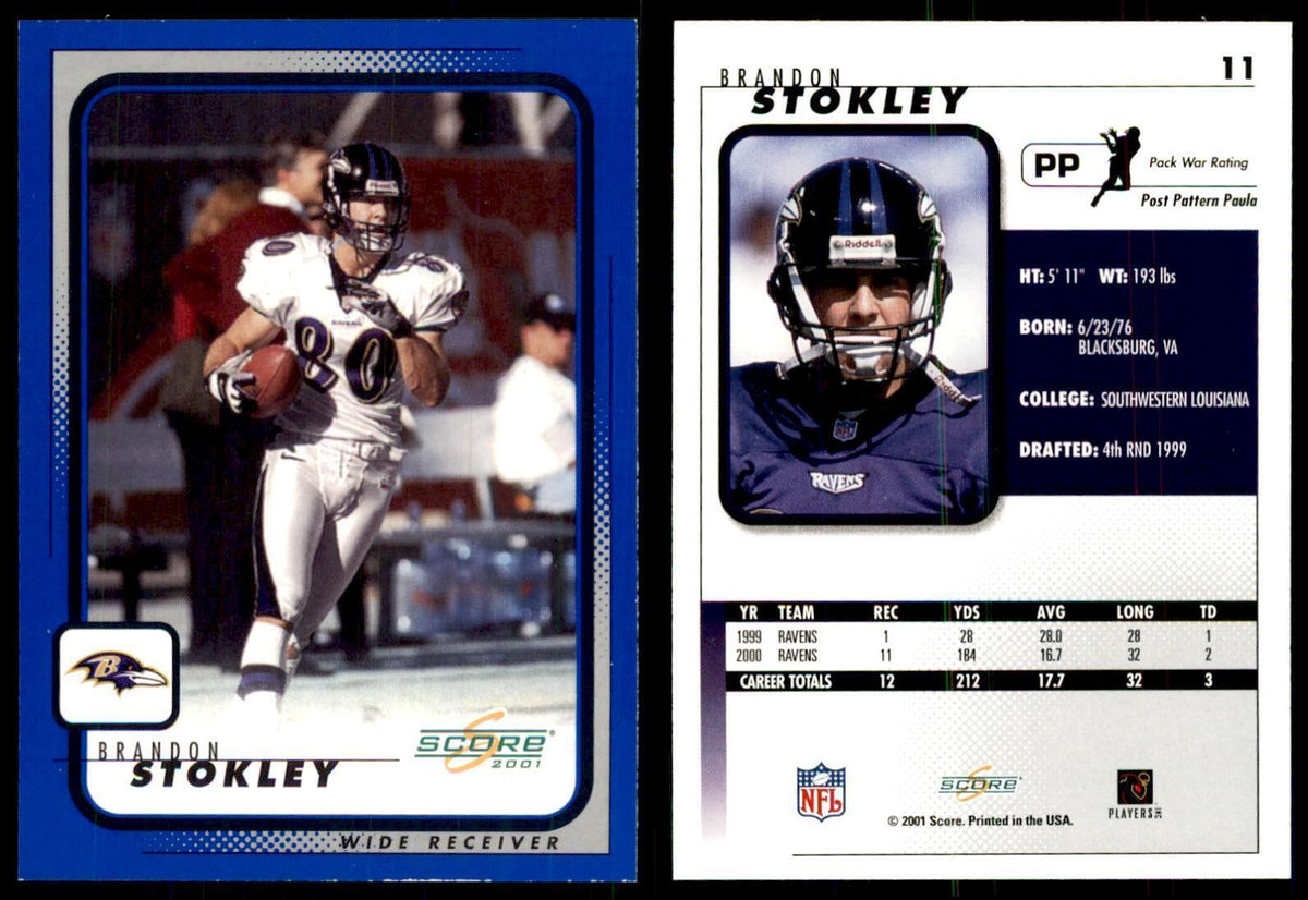 Brandon Stokley 2001 Score #11 Football Card NM