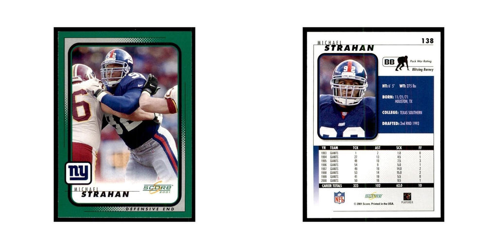 Michael Strahan 2001 Score #138 Football Cards Football Card NM