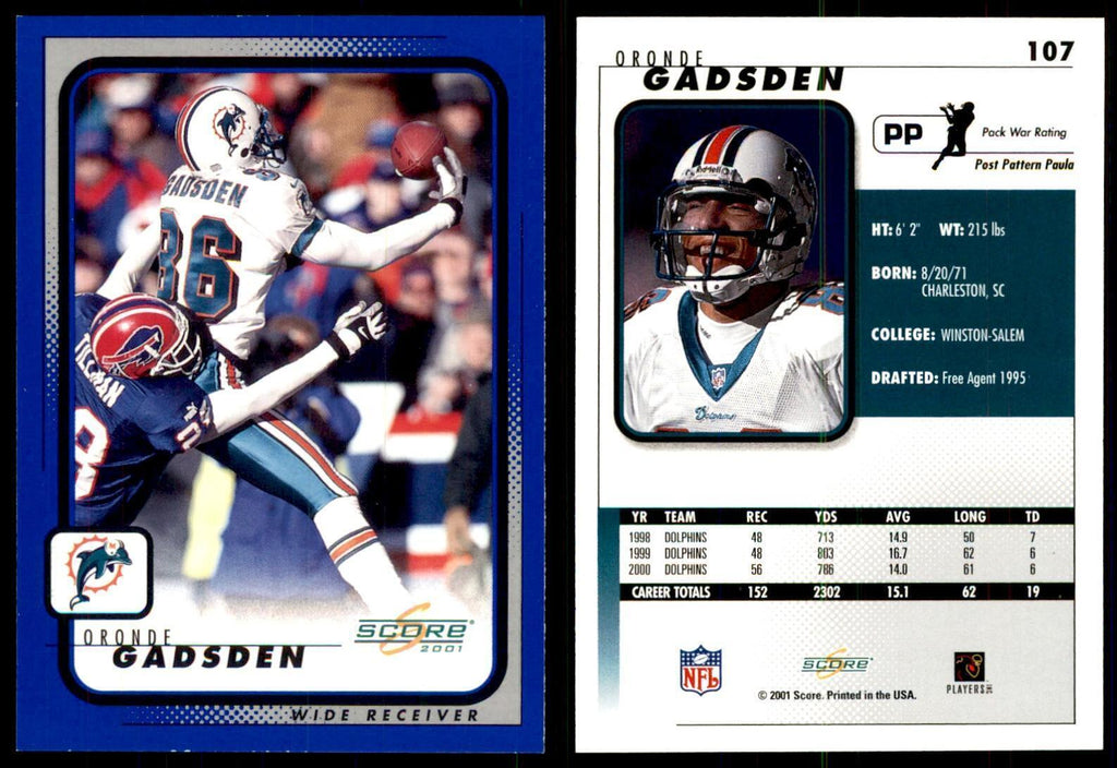 Oronde Gadsden 2001 Score #107 Football Cards Football Card NM