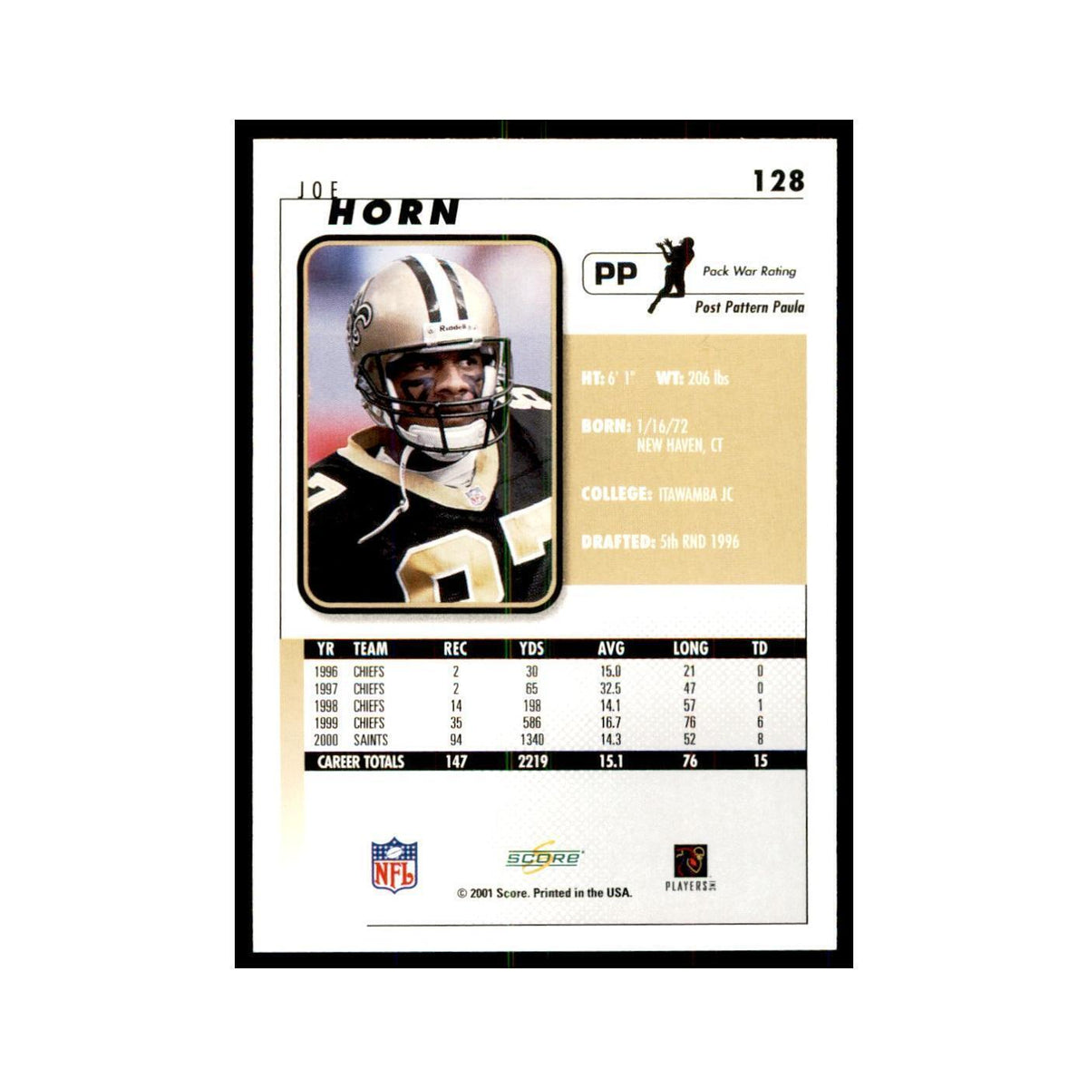Joe Horn 2001 Score #128 Football Card NM