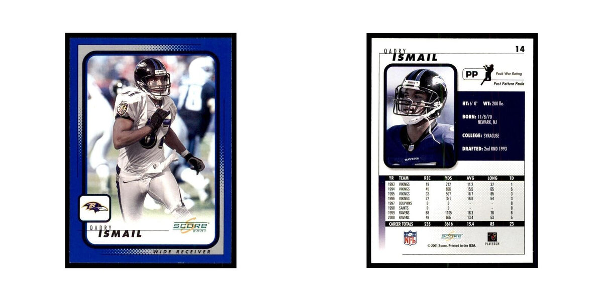 Qadry Ismail 2001 Score #14 Football Card NM