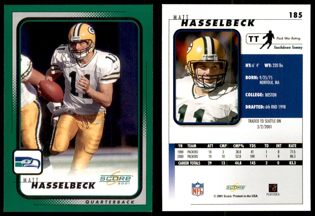 Matt Hasselbeck 2001 Score #185 Football Cards Football Card NM