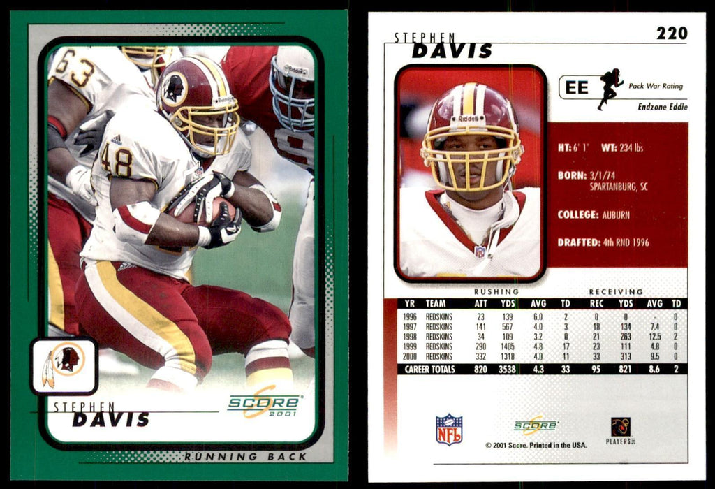 Stephen Davis 2001 Score #220 Football Cards Football Card NM