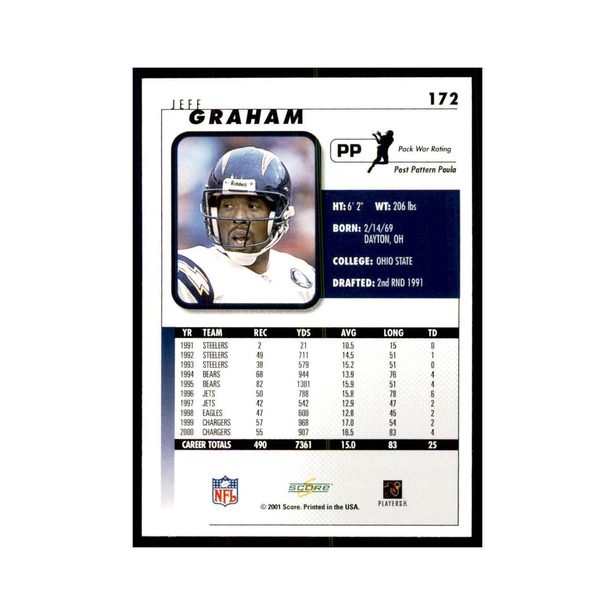Jeff Graham 2001 Score #172 Football Cards Football Card NM