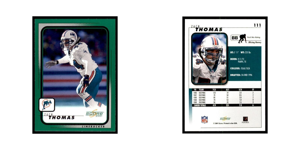 Zach Thomas 2001 Score #111 NM