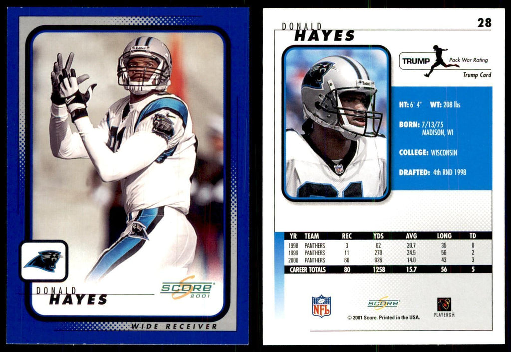 Donald Hayes 2001 Score #28 Football Card NM