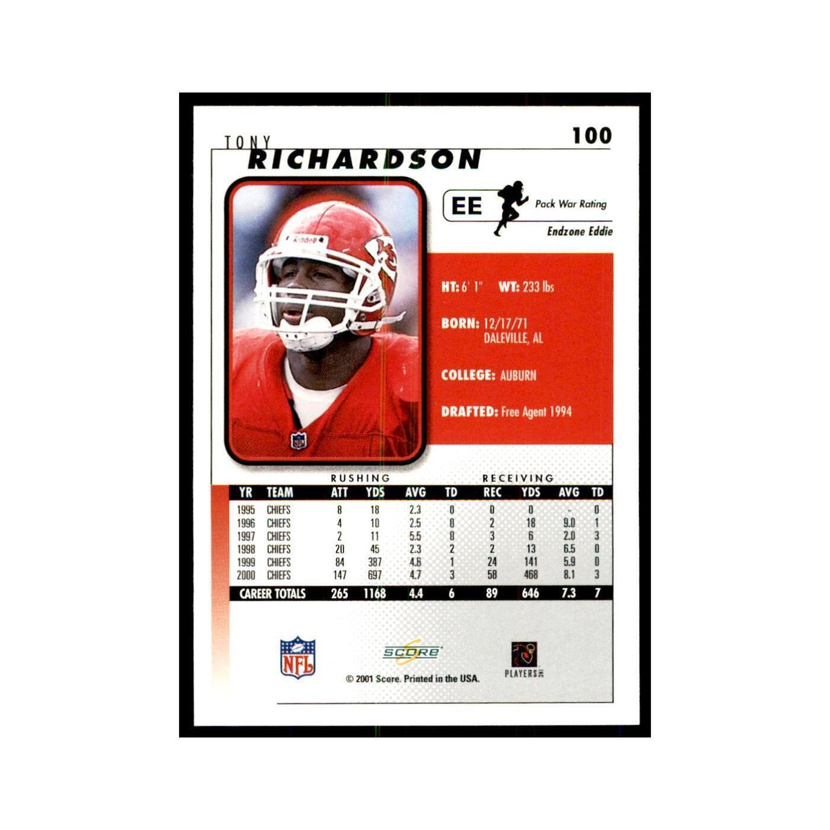 Tony Richardson 2001 Score #100 NM