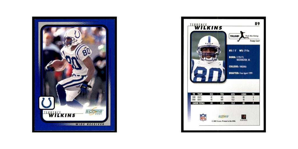 Terrence Wilkins 2001 Score #89 Football Cards Football Card NM