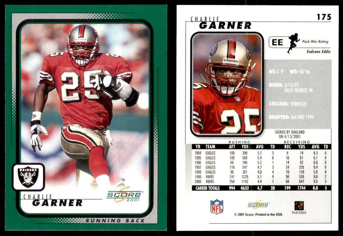 Charlie Garner 2001 Score #175 Football Card NM