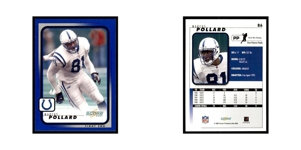 Marcus Pollard 2001 Score #86 Football Cards Football Card NM