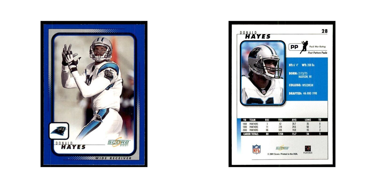 Donald Hayes 2001 Score #28 Football Card NM