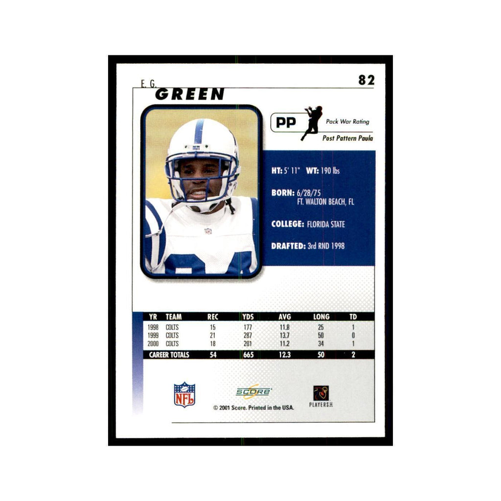 E.G. Green 2001 Score #82 Football Card NM