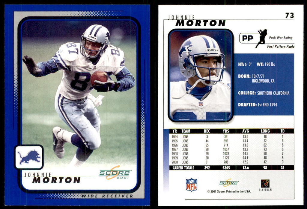 Johnnie Morton 2001 Score #73 Football Card NM