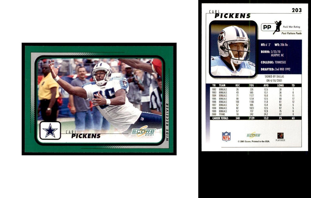 Carl Pickens 2001 Score #203 Football Cards Football Card NM