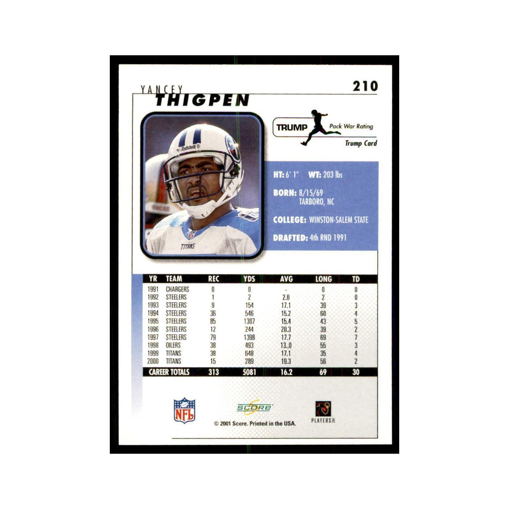 Yancey Thigpen 2001 Score #210  NM