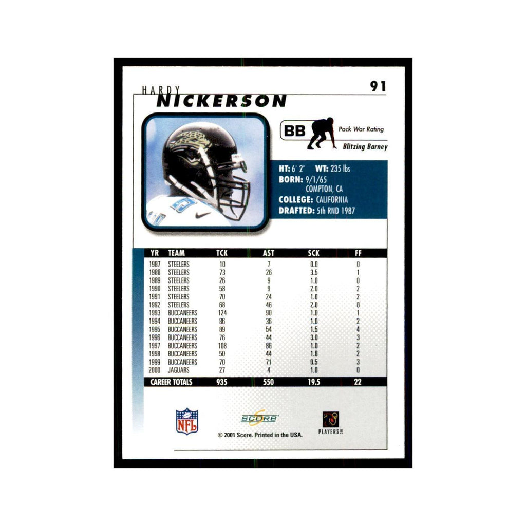 Hardy Nickerson 2001 Score #91 Football Card NM