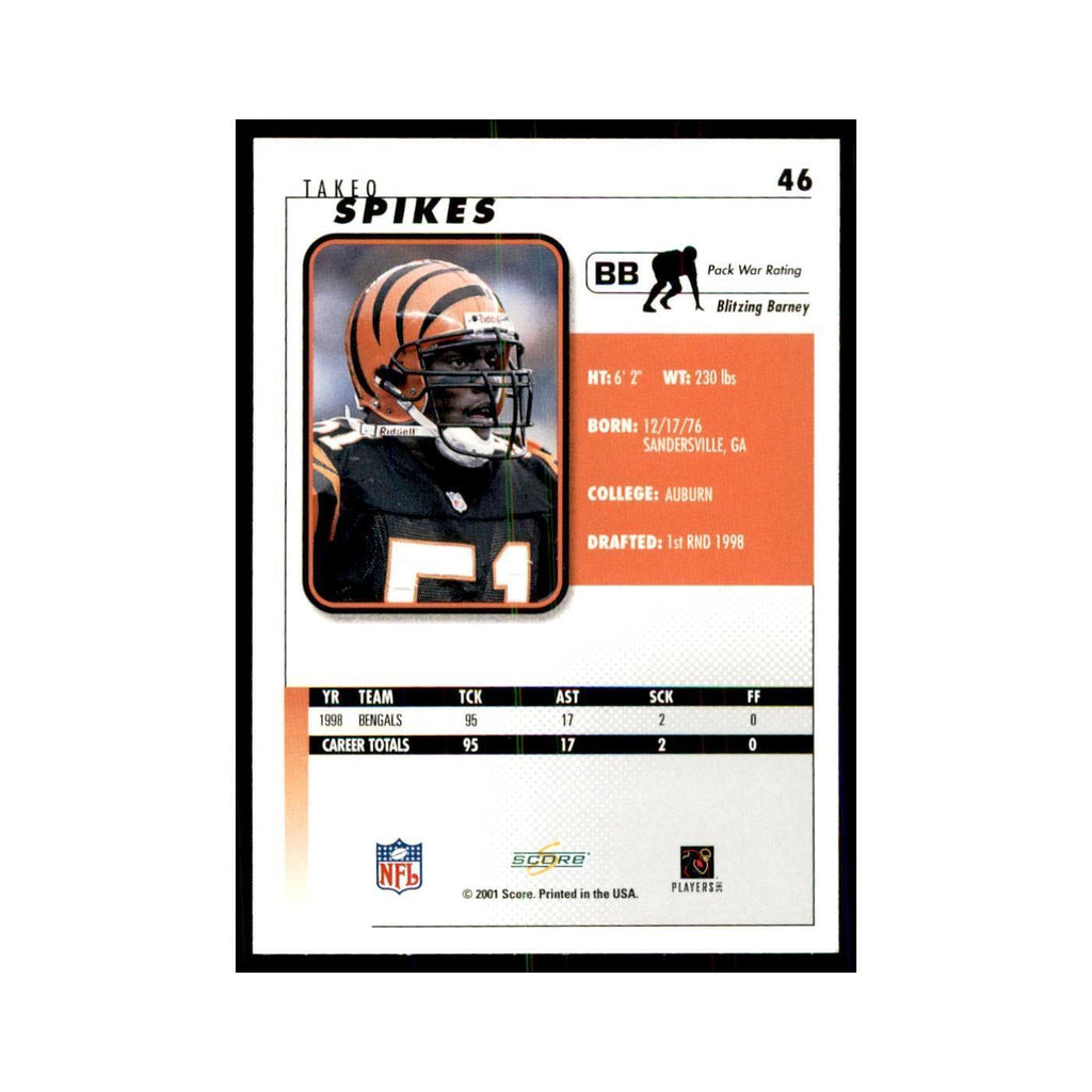Takeo Spikes 2001 Score #46 Football Cards Football Card NM