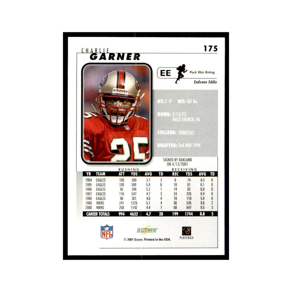 Charlie Garner 2001 Score #175 Football Cards Football Card NM