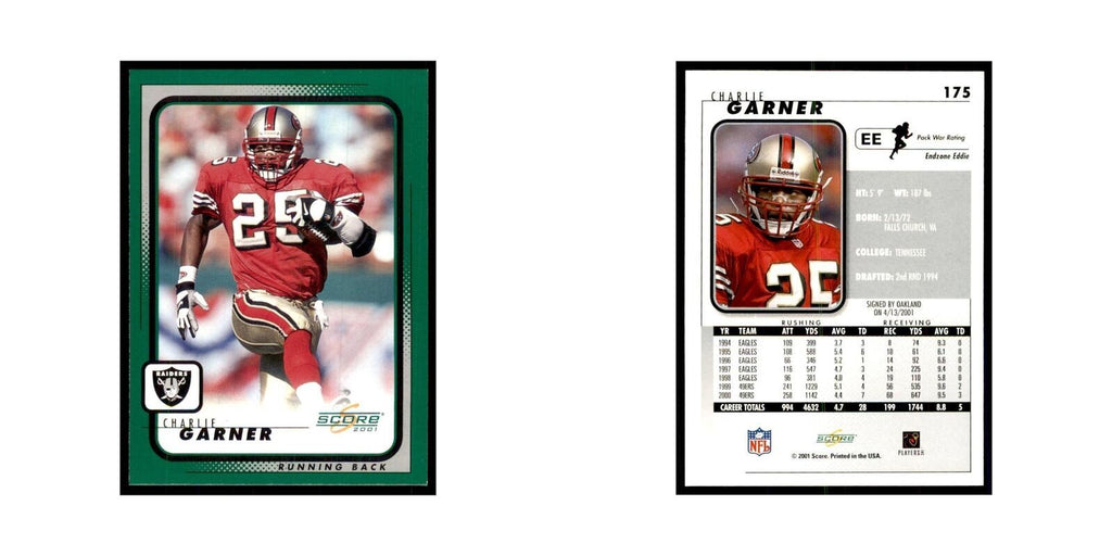 Charlie Garner 2001 Score #175 Football Cards Football Card NM