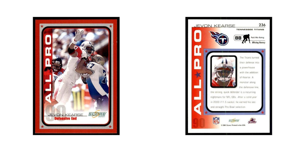 Jevon Kearse 2001 Score #236 Football Cards Football Card NM