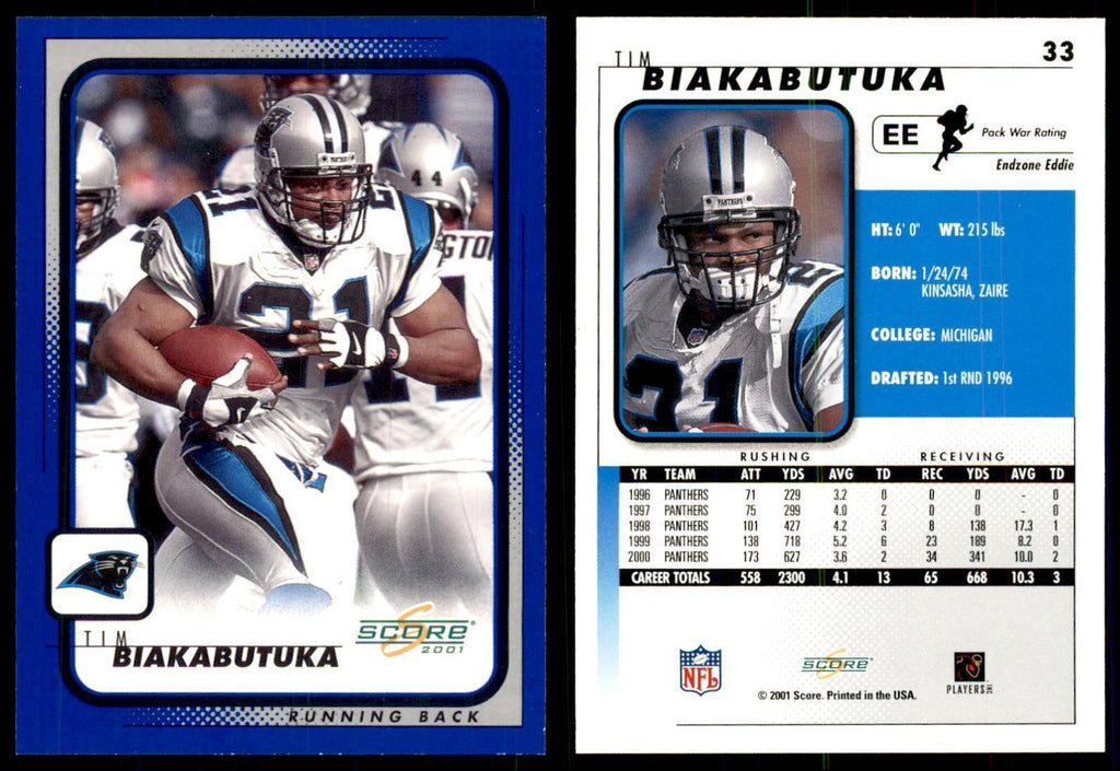 Tim Biakabutuka 2001 Score #33 Football Cards Football Card NM