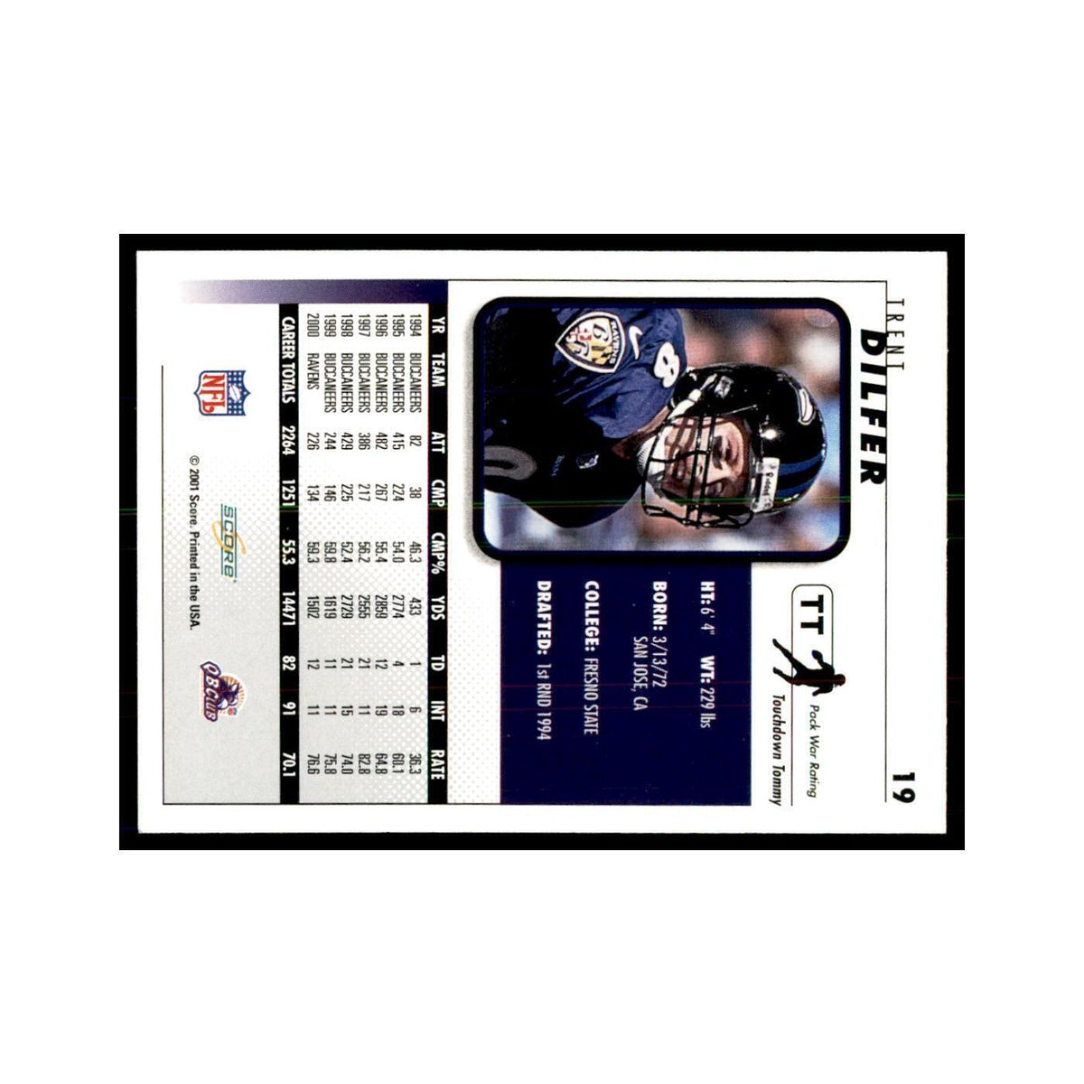 Trent Dilfer 2001 Score #19 NM