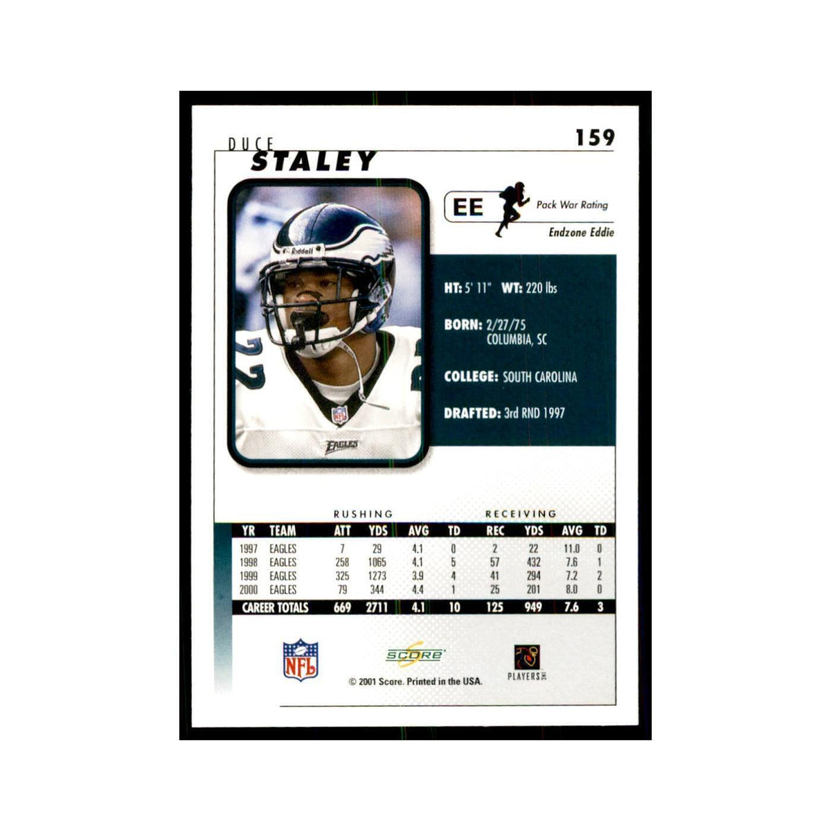 Duce Staley 2001 Score #159 Football Cards Football Card NM