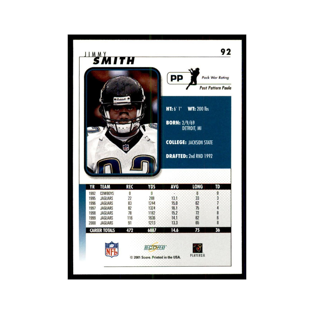 Jimmy Smith 2001 Score #92 Football Card NM