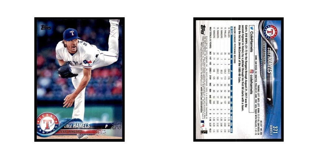 Cole Hamels 2018 Topps #371 Texas Rangers Baseball Card NM