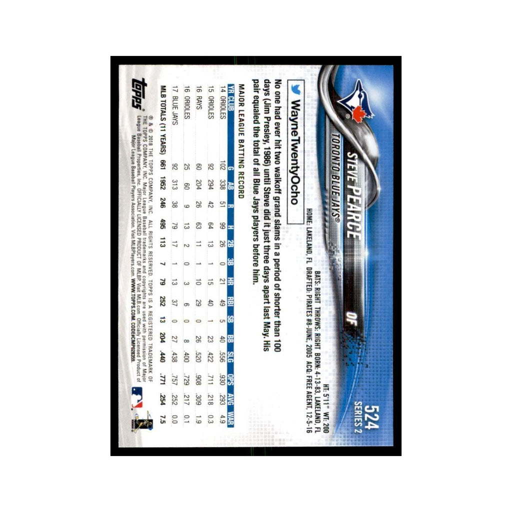 Steve Pearce 2018 Topps #524 Toronto Blue Jays Baseball Card NM