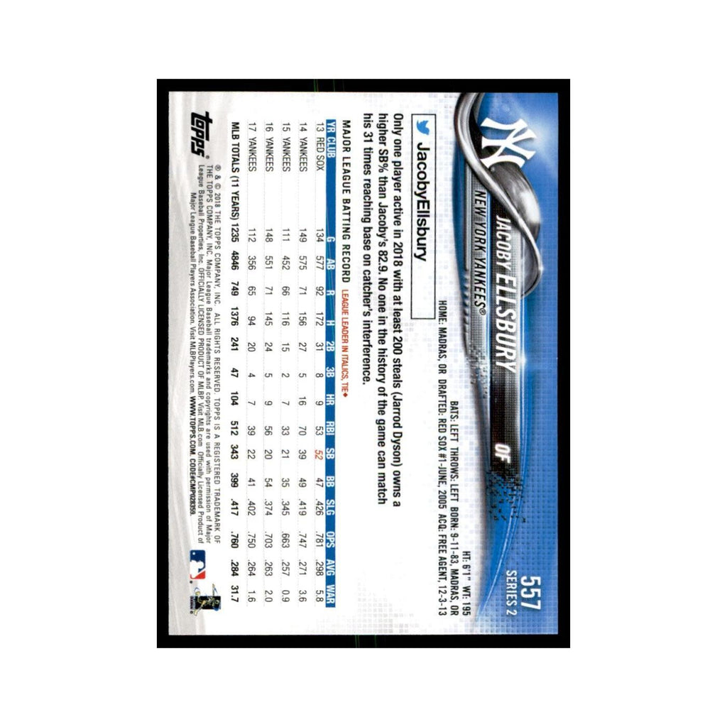 Jacoby Ellsbury 2018 Topps #557 New York Yankees Baseball Card NM