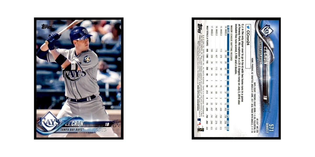 C.J. Cron 2018 Topps #571 Tampa Bay Rays Baseball Card NM