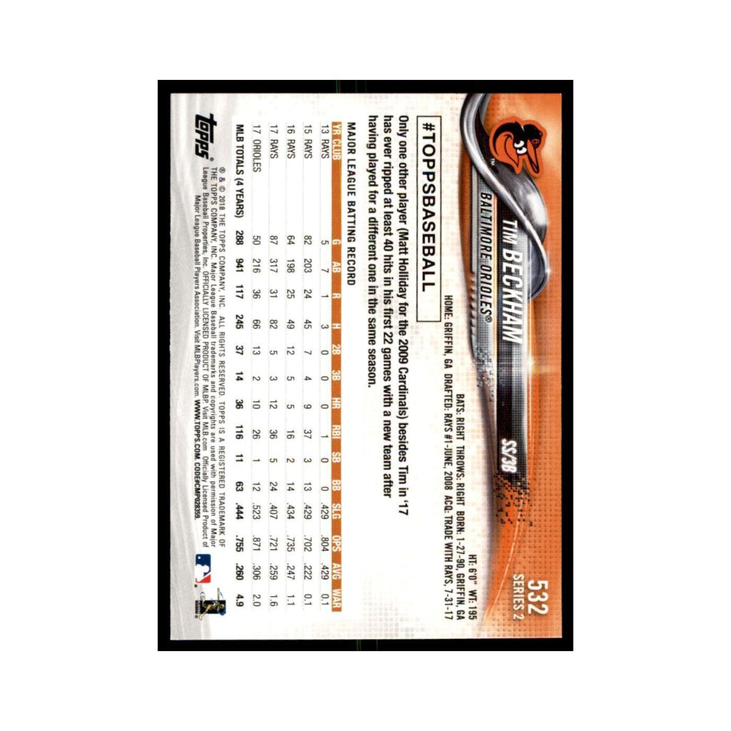 Tim Beckham 2018 Topps #532 Baltimore Orioles Baseball Card NM