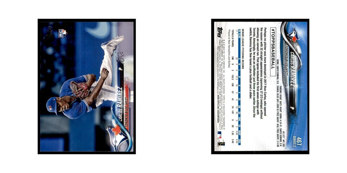 Carlos Ramirez Rookie 2018 Topps #467 Toronto Blue Jays Baseball Card NM