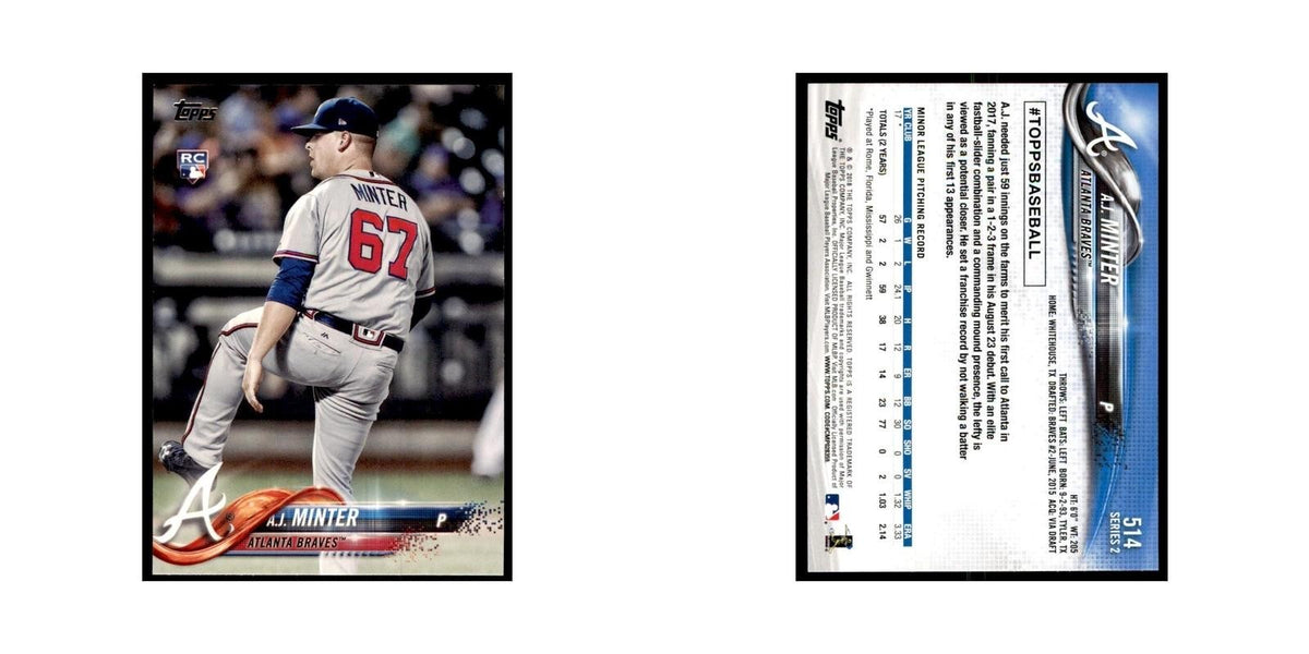 A.J. Minter Rookie 2018 Topps #514 Atlanta Braves Baseball Card NM