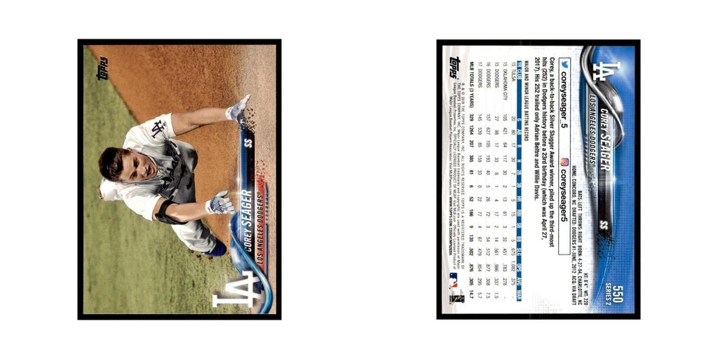 Corey Seager 2018 Topps #550 Los Angeles Dodgers Baseball Card NM