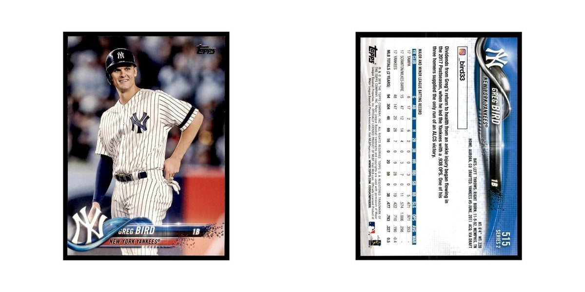 Greg Bird 2018 Topps #515 New York Yankees Baseball Card NM