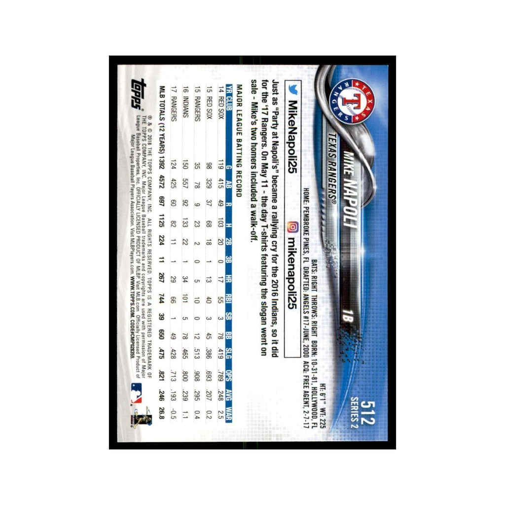 Mike Napoli 2018 Topps #512 Texas Rangers Baseball Card NM