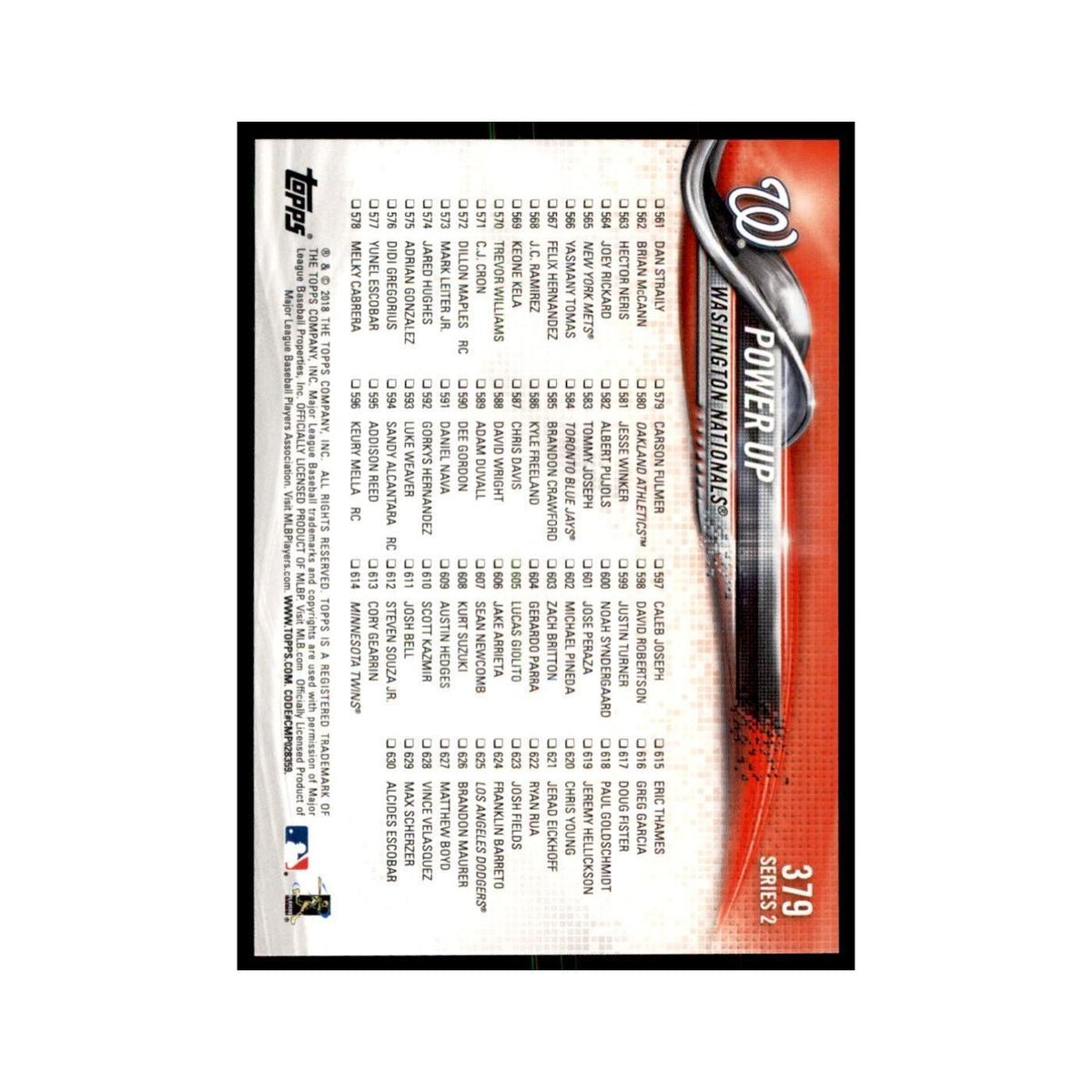 Power Up (Ryan Zimmerman Jayson Werth) 2018 Topps #379 Washington Nationals NM