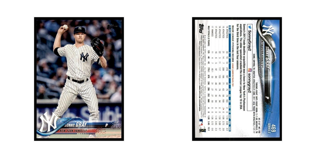 Sonny Gray 2018 Topps #469 New York Yankees Baseball Card NM