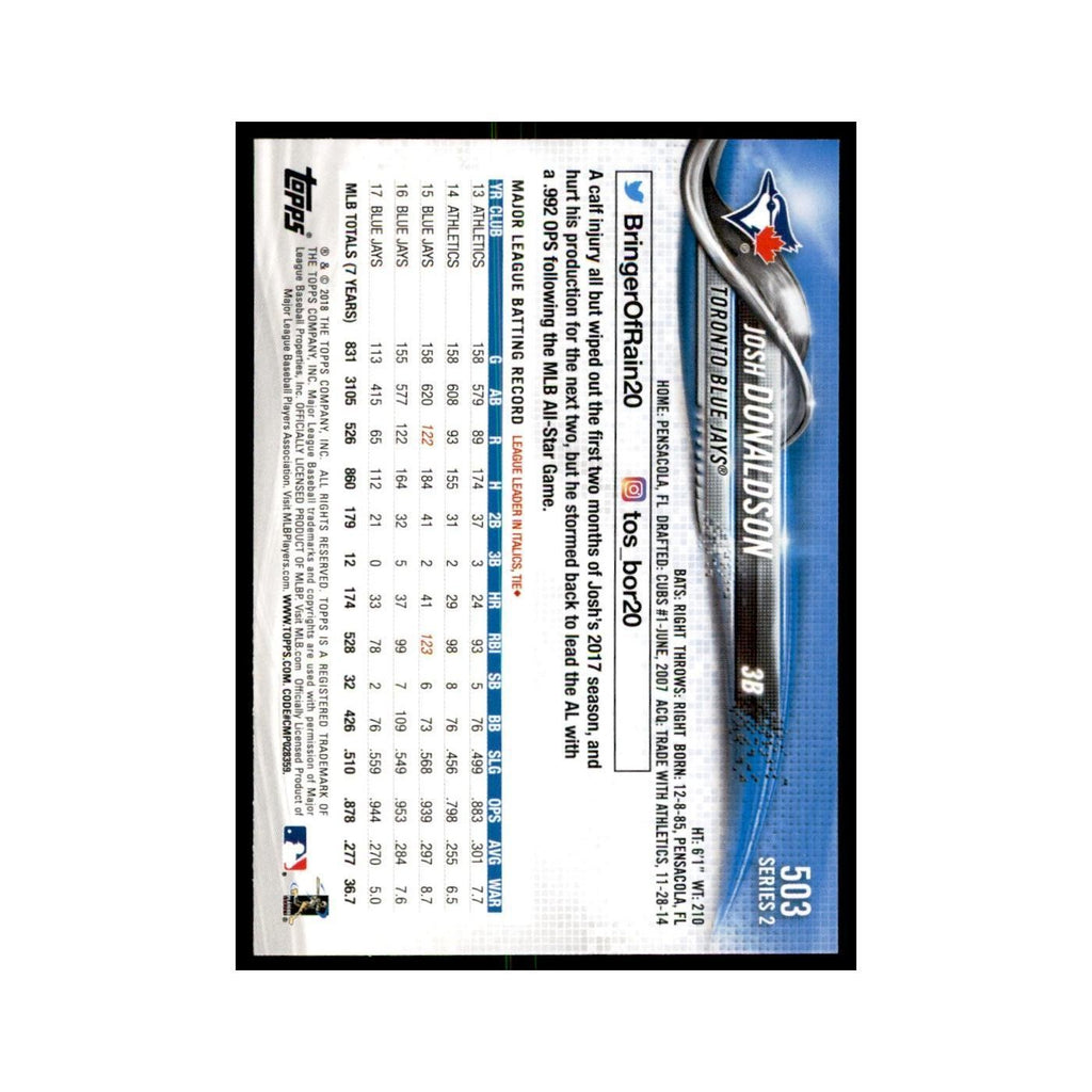 Josh Donaldson 2018 Topps #503 Toronto Blue Jays Baseball Card NM