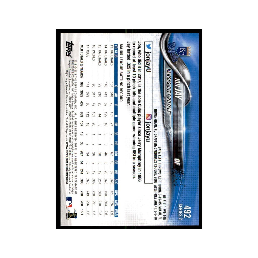 Jon Jay 2018 Topps #492 Kansas City Royals Baseball Card NM
