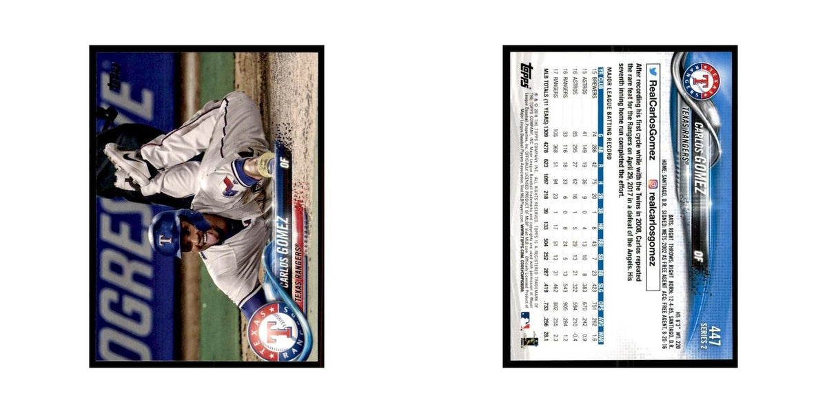 Carlos Gomez 2018 Topps #447 Texas Rangers Baseball Card NM