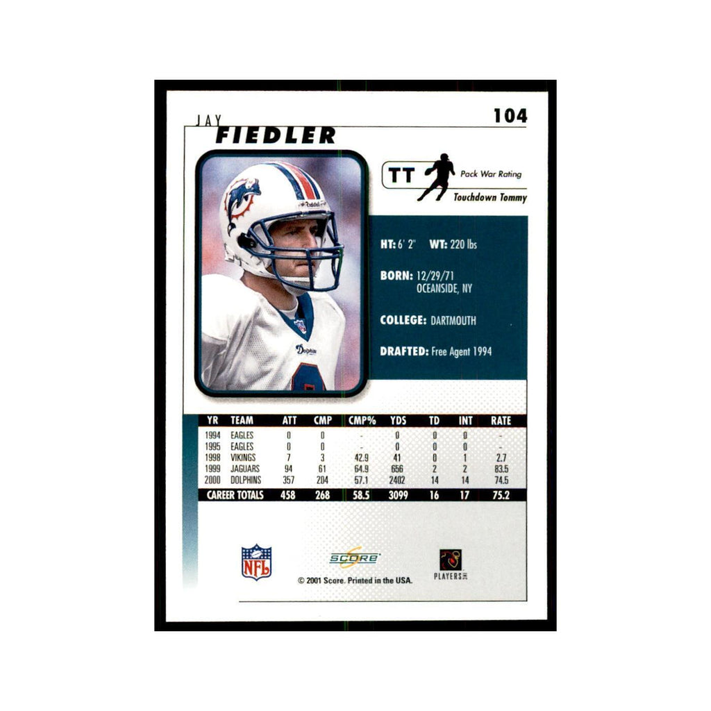 Jay Fiedler 2001 Score #104 Football Cards Football Card NM